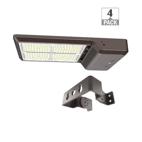 ETI LIGHTING 1000-Watt Equivalent Integrated LED Bronze Area Light with Trunnion Mount Kit TYPE 3 Adjustable Lumens and CCT (4-Pack)