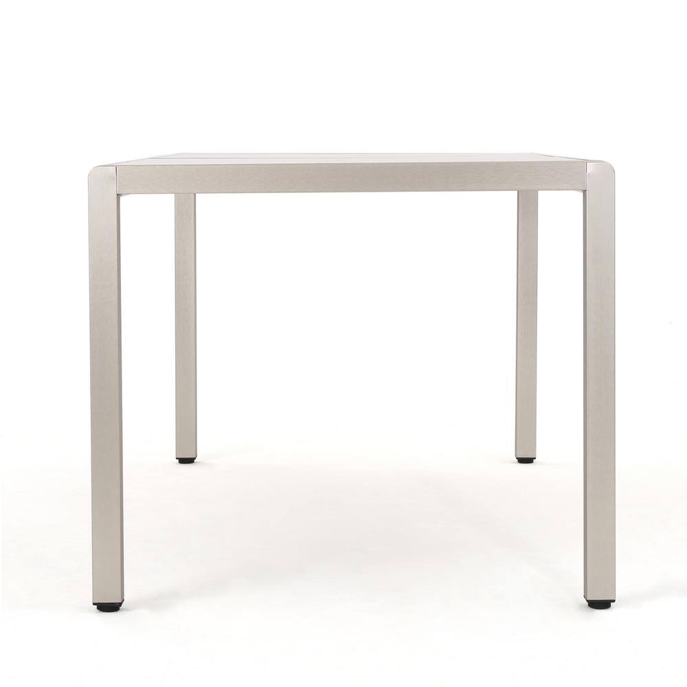 Sleek Aluminum and Opaque Glass Modern Outdoor Dining Table