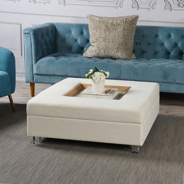 Austin Allen James 37.5 in. Cream Square Polyester Coffee Table
