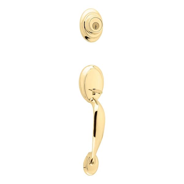Dakota Polished Brass Keyed Entry Single Cylinder Door Handleset with Tylo Doorknob Featuring Smartkey Security