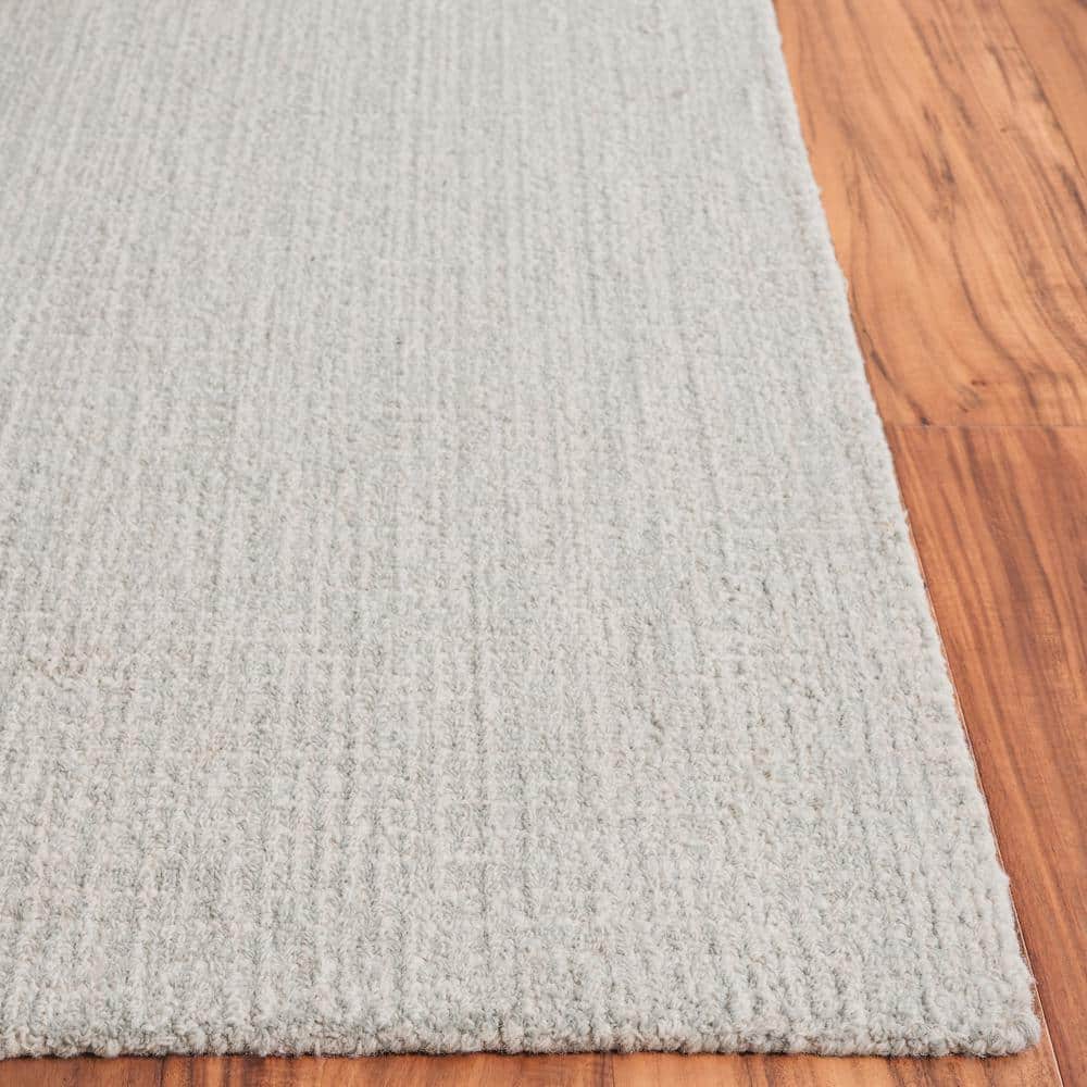 Light Grey and Ivory 6' x 9' Handmade Wool Area Rug