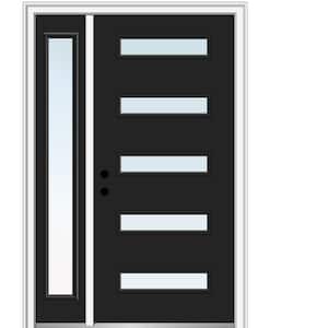 51 in. x 81.75 in. Davina Low-E Glass Right-Hand Inswing 5-Lite Modern Painted Steel Prehung Front Door with Sidelite
