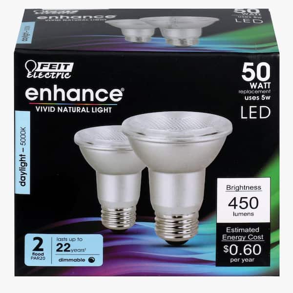 Feit Electric 50-Watt Equivalent PAR20 Dimmable CEC Title 20 Compliant LED ENERGY STAR 90+ CRI Flood Light Bulb, Daylight (24-Pack) Feit Electric 50-Watt Equivalent PAR20 Dimmable CEC Title 20 Compliant LED ENERGY STAR 90+ CRI Flood Light Bulb, Daylight (24-Pack)
