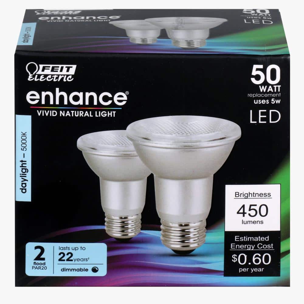 Feit Electric 50W Daylight Dimmable PAR20 LED Bulb 2-Pack