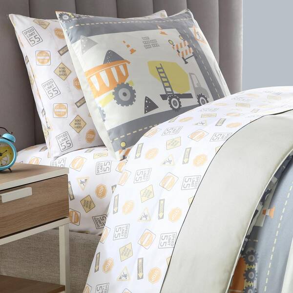 Kute Kids 2 Piece Construction Land Twin Comforter Set M628610 The Home Depot