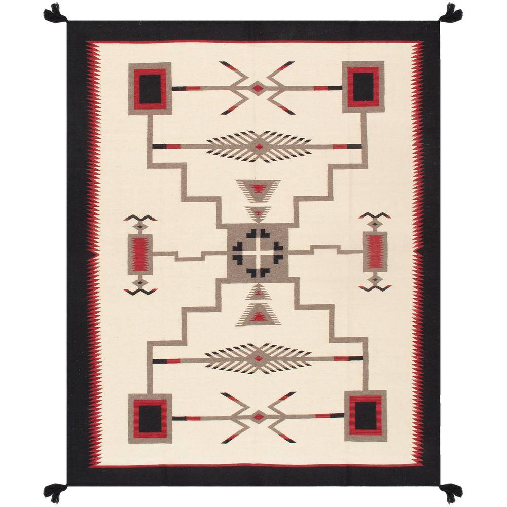 Pasargad Home Tuscany Ivory 9 ft. x 12 ft. Geometric Wool Area Rug PNT