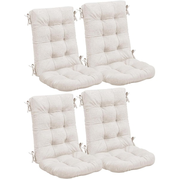 Phewnyzo 18.7 in. x 19.1 in. x 28.3 in. Outdoor Beige Adirondack Chair Cushion (set of 4) with 4-Extended Lacings Anti Slip