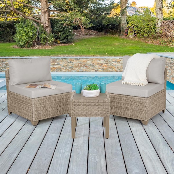 TK CLASSICS Maui 3-Piece Metal Patio Conversation Set with Hazel Cushions