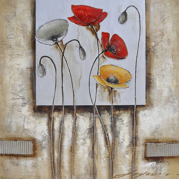 Yosemite Home Decor 28 in. x 28 in. "Poppies For You II" Hand Painted Contemporary Artwork