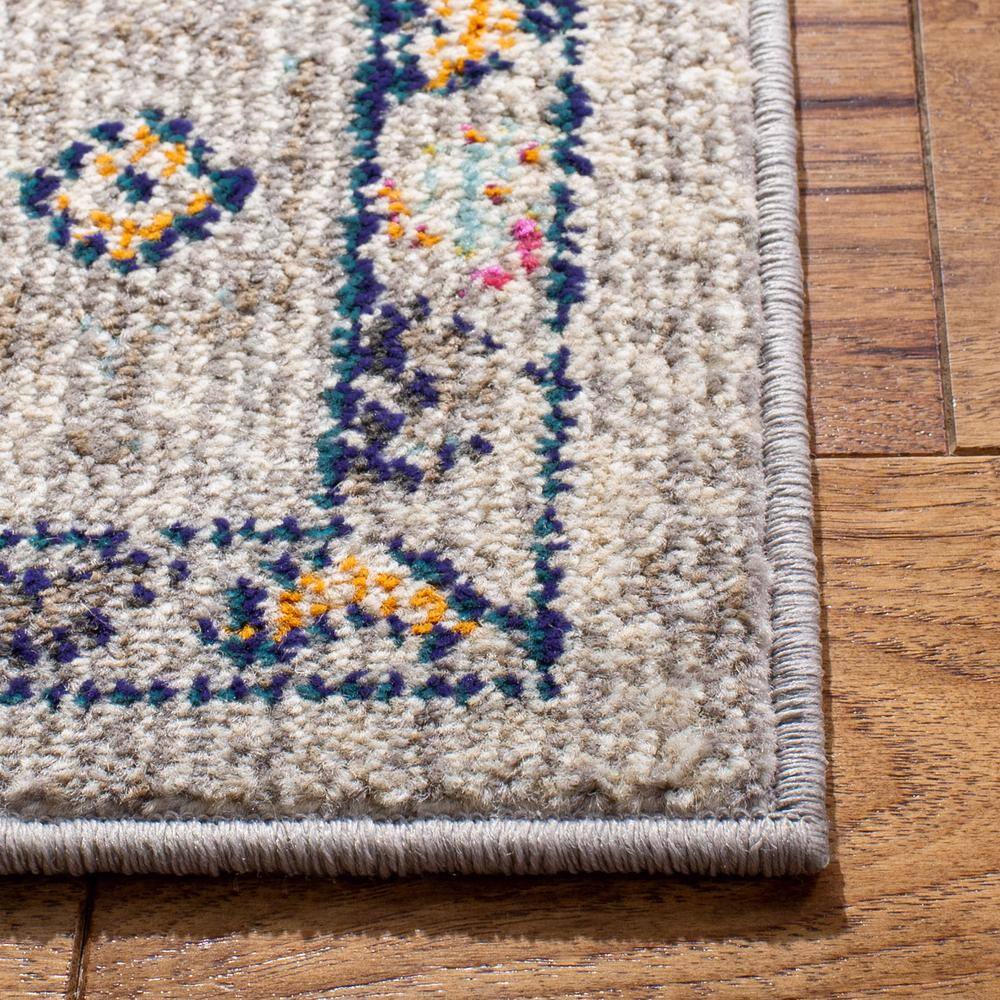 Elysian Grey-Blue Synthetic 10' Round Area Rug for Easy Care