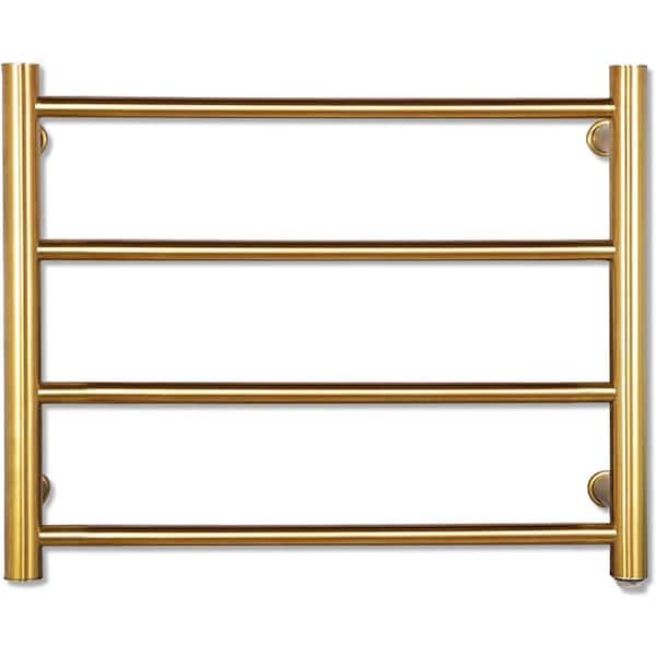 4 Bars Screw-in Electric Plug-in Towel Warmer, Wall Mounted 304 Stainless Steel, Fast Heat-Up and Safe Operation in Gold