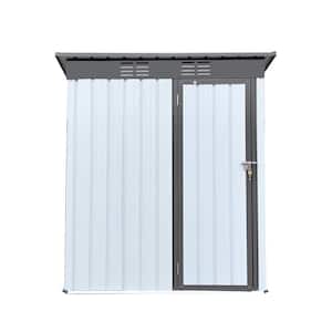 White and Gray 5 ft. W x 3 ft. D Outdoor Storage Metal Shed with Door (15 Sq. ft.)