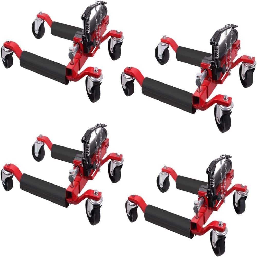 4 Piece Red Heavy Duty Hydraulic Car Wheel Dolly Set with Ratcheting Foot Pedal for Trucks, RVs, Trailers, Garage price history on PriceWatchPro