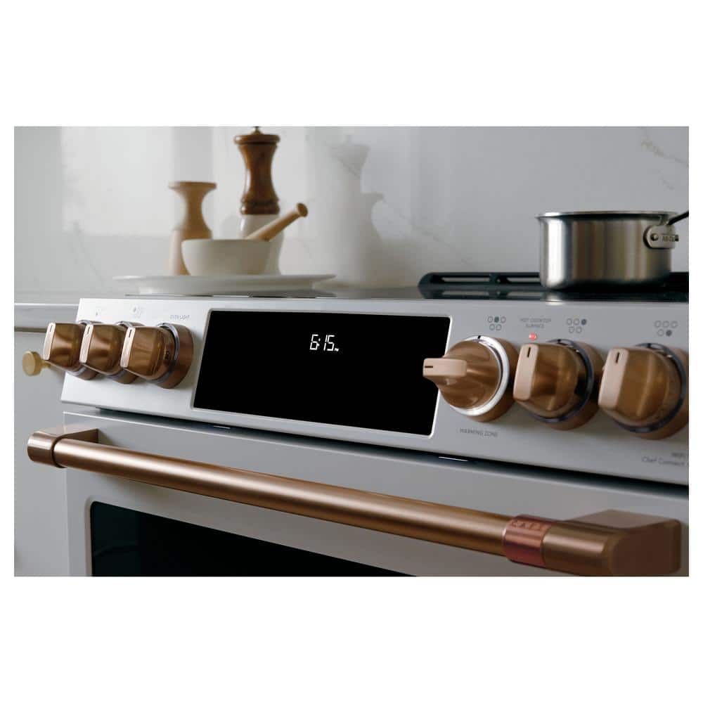 Matte White Smart Double-Oven Electric Range with Convection