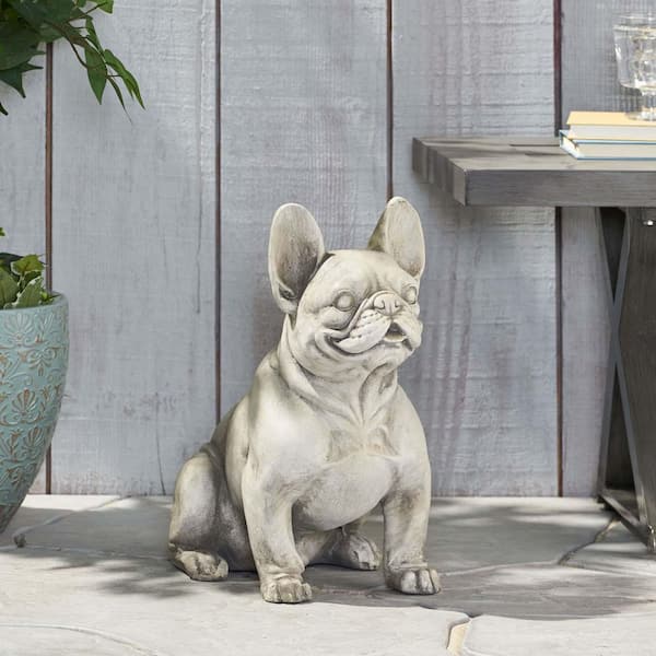9.5 in. W x 17 in. H White Dog Indoor/Outdoor Garden Sculpture, Man's Best Friend Dog Garden Statue