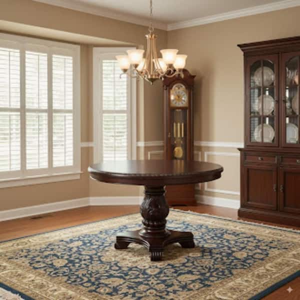 Traditional Dark Cherry Brown Round Dining Table