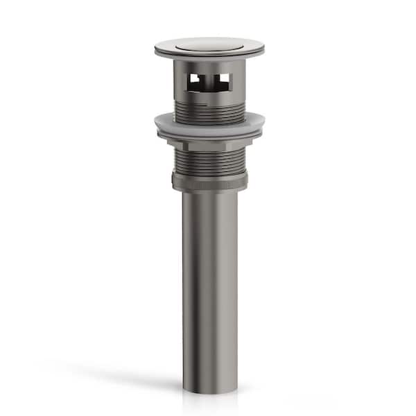 Push Button Bathroom Sink Drain with Overflow Easy Install in Brushed Nickel