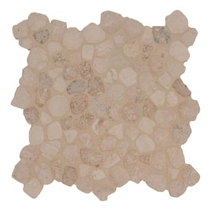Silver Travertine Textured 11.75 in. x 11.88 in. Marble Look Floor and Wall Mosaic Tile (9.1 sq. ft./Case)