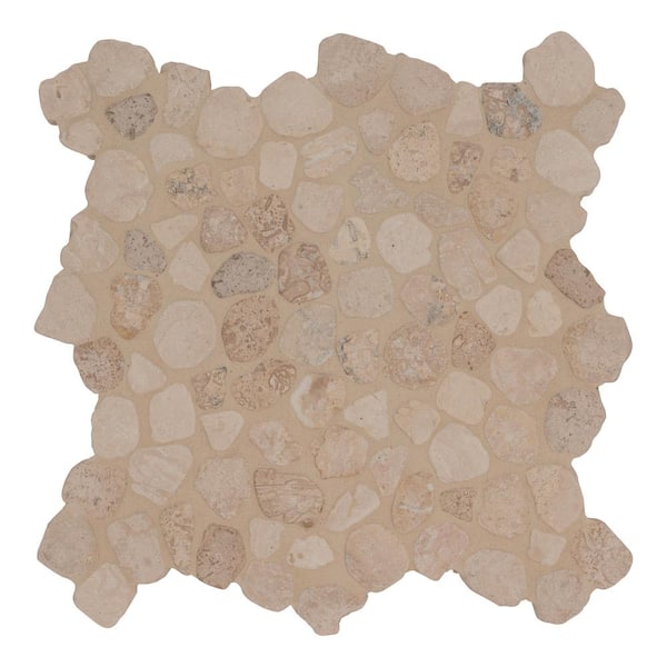 MSI Silver Travertine Textured 11.75 in. x 11.88 in. Marble Look Floor and Wall Mosaic Tile (9.1 sq. ft./Case)