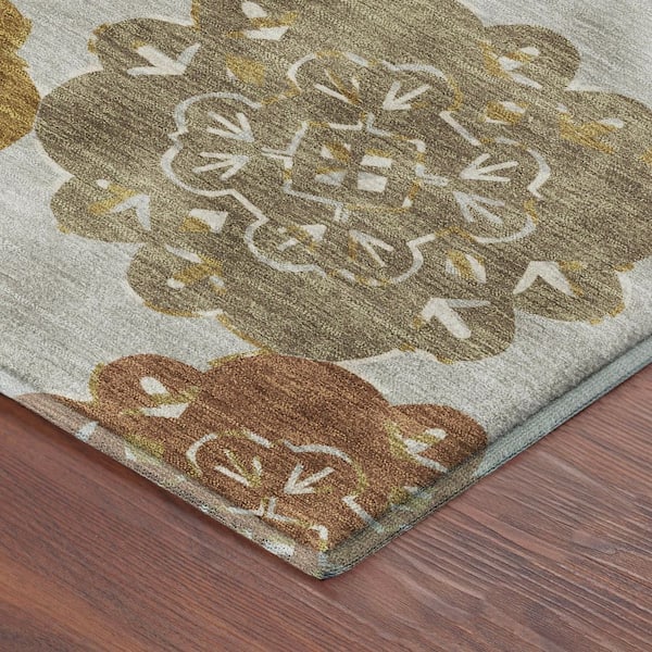 Mayfield Premium Machine Washable Abstract AMF2353 Earth 3 ft. x 5 ft. Area Rug