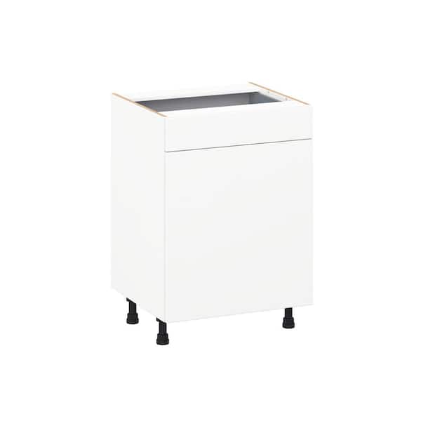 Timberline 24 in. W x 21 in. D x 34.5 in. H Assembled Slab Bath Base Kitchen Cabinet in Bright White with 1-Drawer