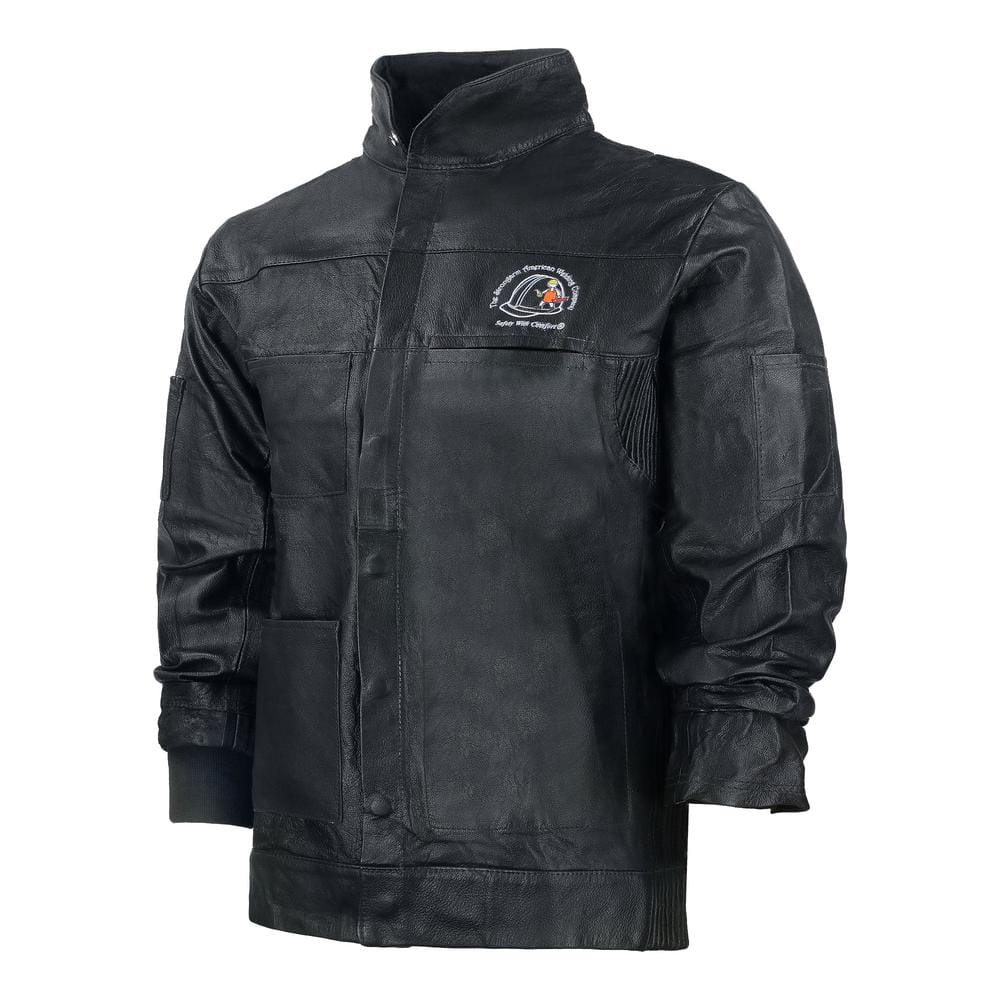 Heavy-Duty Unisex Large Black Premium Leather Jacket Flame Resistant with Snap Buttons, Multi-Pockets, Elastic Leather price history on PriceWatchPro