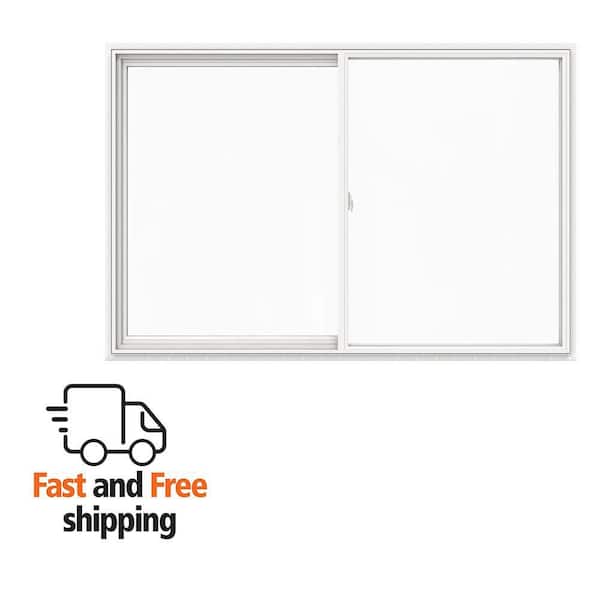 V-2500 72 in. x 48 in. White Vinyl Nailfin Sliding Window with Low E, Argon, Screen, and No Grids-Energy Saver