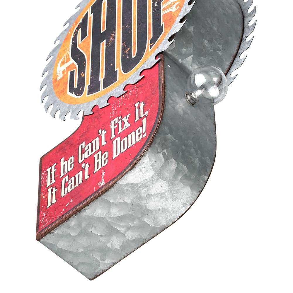 Galvanized Steel LED Dad's Workshop Marquee Sign