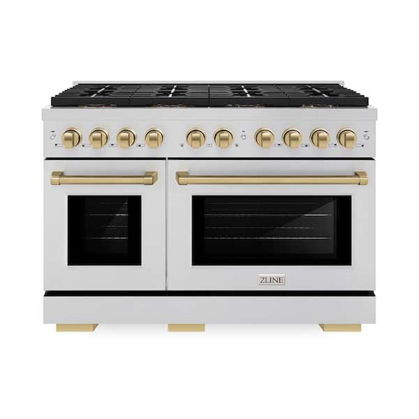Autograph 48 in. 6.7 cu. ft. Paramount Dual Fuel Range with 8 Burner DuoPro Cooktop in Stainless and Champagne Bronze