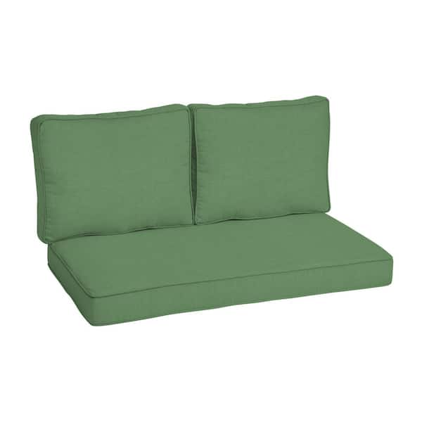 ARDEN SELECTIONS 46 in. x 26 in. Outdoor Loveseat Cushion Set in Moss Green Leala