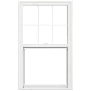 V-2500 Series 36 in. x 36 in. Single Hung Vinyl Low-E White Nailfin Brickmould Frame Tilt-In Window w/Grids