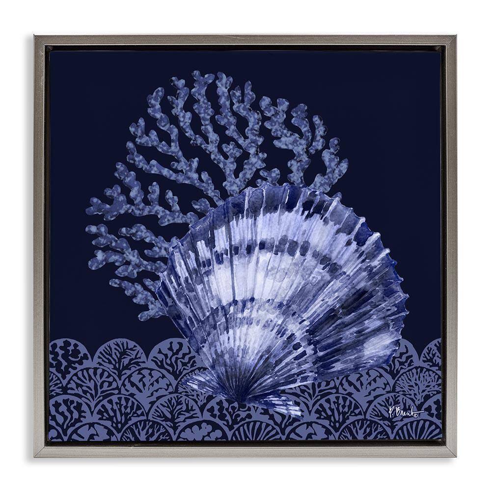 Shadowed Clam Still Life by Paul Brent Gray Floater Frame Coastal Graphic Art Print 18 in. x 18 in. price history on PriceWatchPro