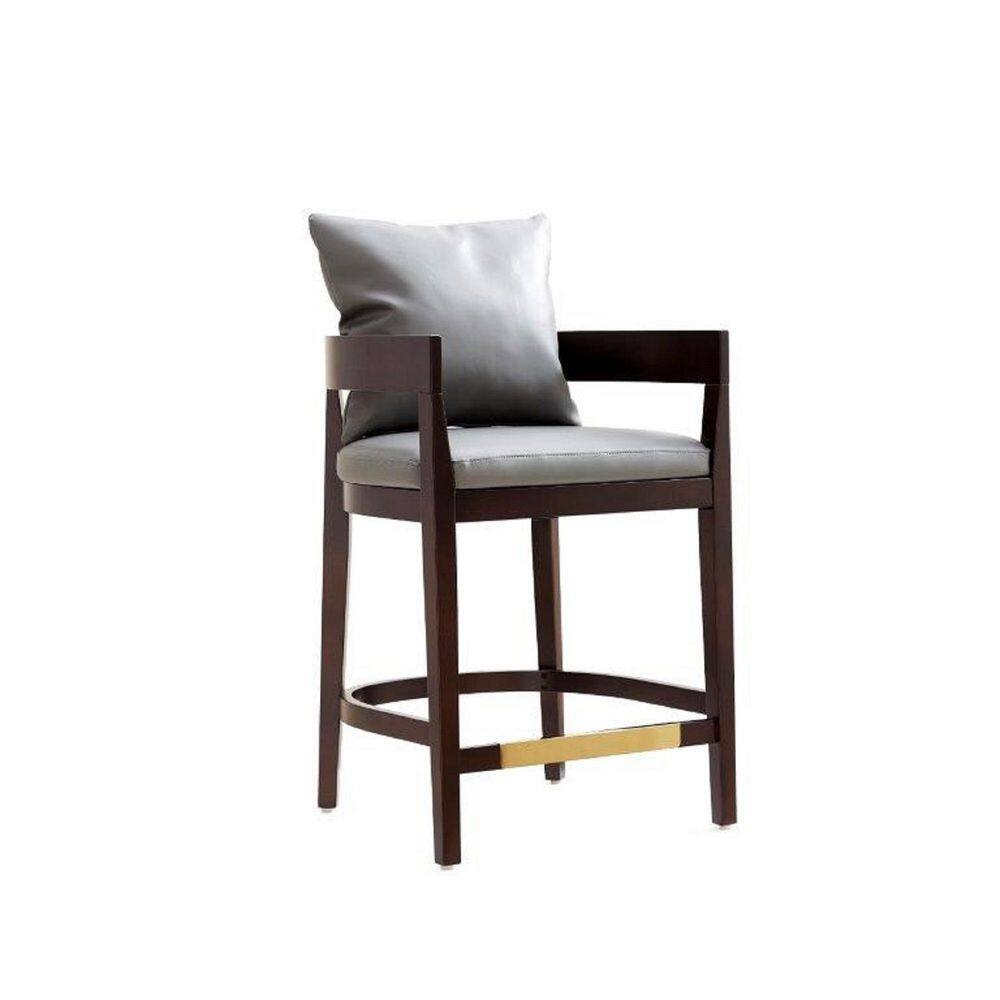 Ritz Gray Faux Leather and Beech Wood Counter Stool