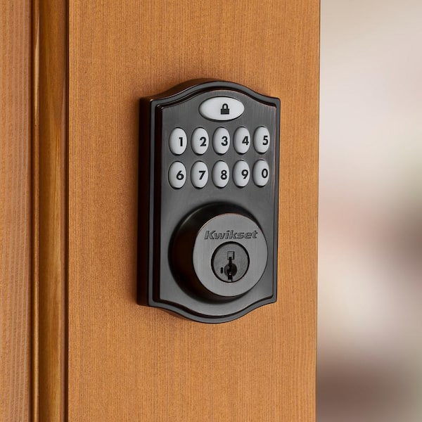 Z-Wave SmartCode Venetian Bronze Single Cylinder Electronic Deadbolt featuring Milan Hall/Closet Lever
