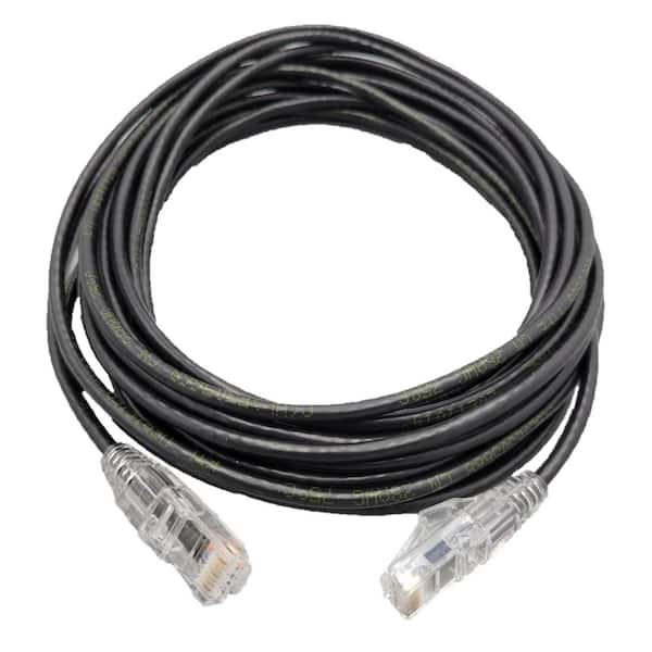 Micro Connectors, Inc 15 ft. Cat 6A 28 AWG Ultra Slim Patch Cable, Black (5-Pack)