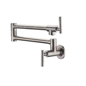 Wall Mount Kitchen Faucet Pot Filler Faucet Single-Handle in Brushed Nickel