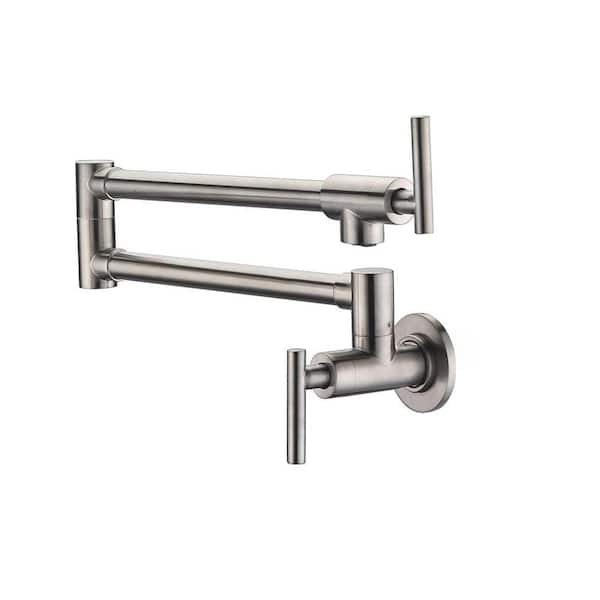 Unbranded Wall Mount Kitchen Faucet Pot Filler Faucet Single-Handle in Brushed Nickel