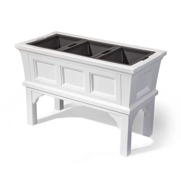 Winfield Large 24 in. H x 39 in. W x 19.5 in. D Classic White Plastic Rectangular Indoor/Outdoor Raised Planter Box