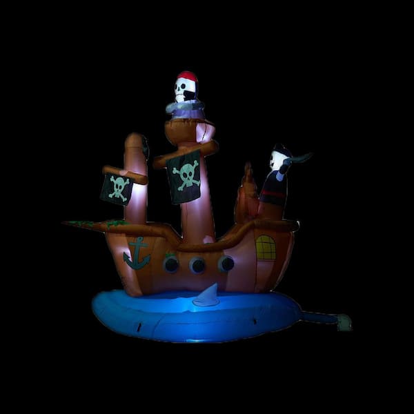 HAUNTED HILL FARM:Haunted Hill Farm 10 ft. Pirate Ship Halloween Inflatable with Lights