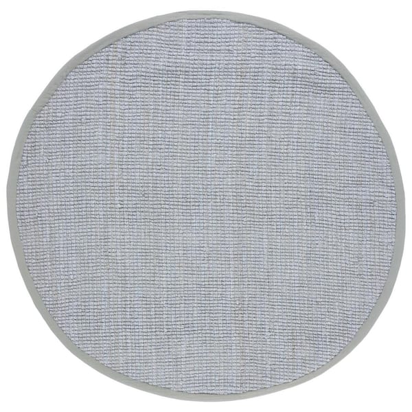 SAFAVIEH Natural Fiber Light Gray 7 ft. x 7 ft. Woven Border Round Area Rug