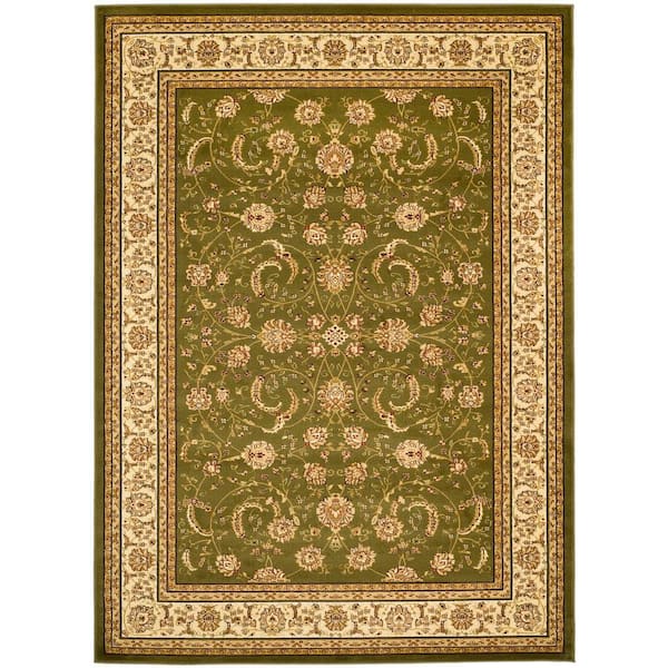 Lyndhurst Sage/Ivory 9 ft. x 12 ft. Antique Floral Border Area Rug