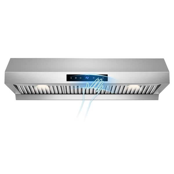 36 in. 900 CFM Stainless Steel Range Hood with 4-Speed Settings, Remote Control, LED, Gesture Control Detachable Oil Cup