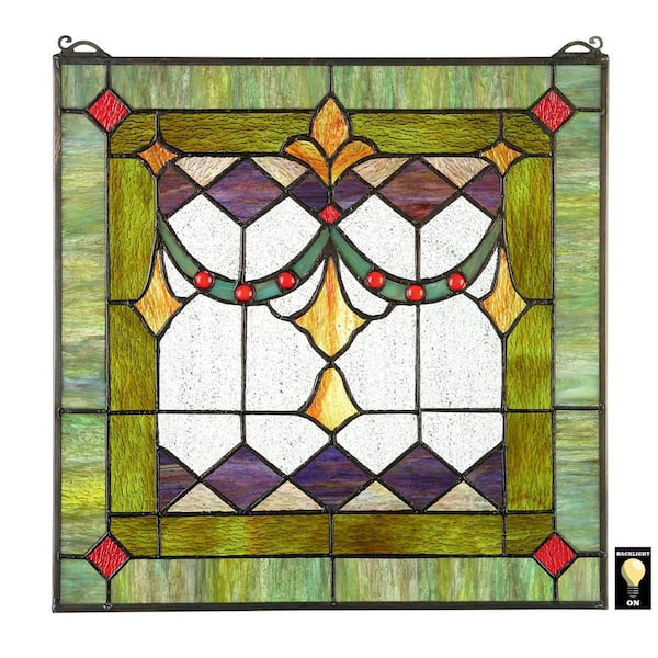 Design Toscano Victorian Swag Tiffany-Style Stained Glass Window Panel