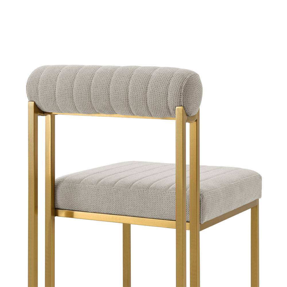 Taupe Faux Leather High Parsons Dining Chair Set with Metal Legs