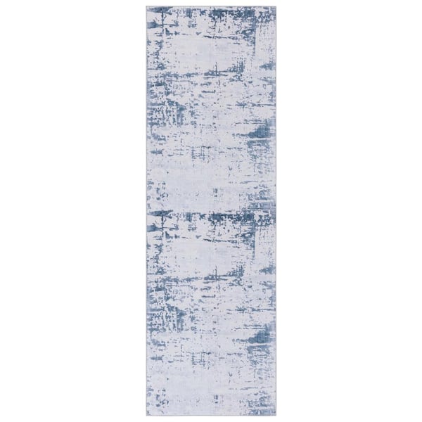 SAFAVIEH Tacoma Gray/Navy 3 ft. x 8 ft. Marble Runner Rug