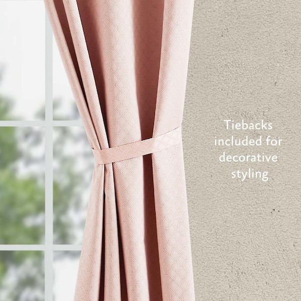 Jessica Simpson Faye Textured Rose Polyester Blackout Grommet Tiebacks  Curtain - 38 in. W x 84 in. L (2-Panels and 2-Tiebacks) JSC016300 - The Home  Depot