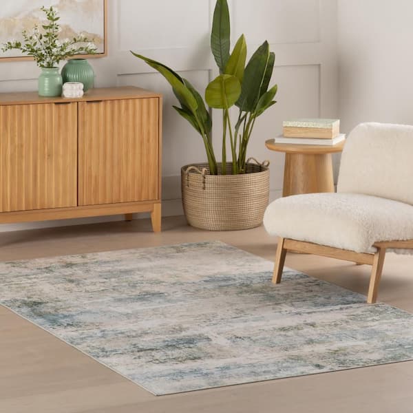 Blaire Machine Washable Mineral 3 ft. x 5 ft. Indoor Area Rug