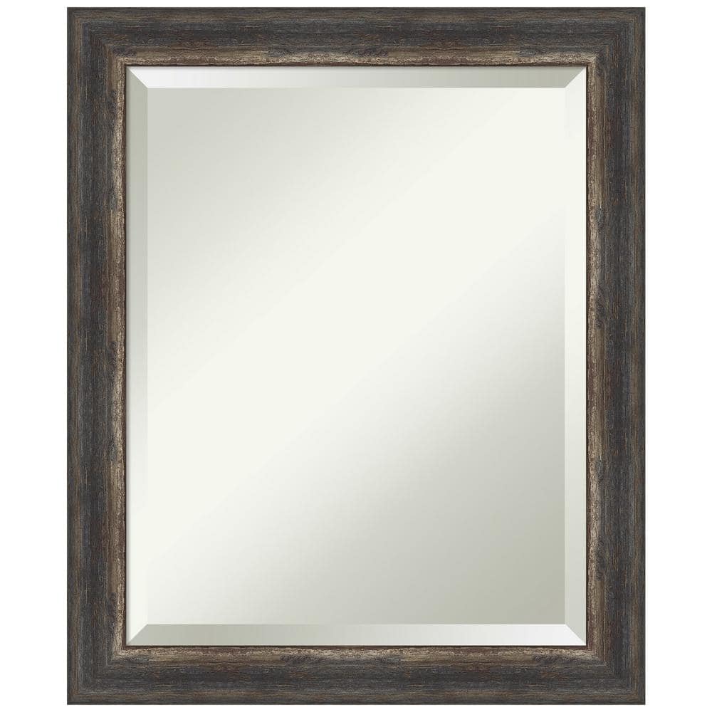 Bronze and Wood Beveled Full Length Rectangular Mirror