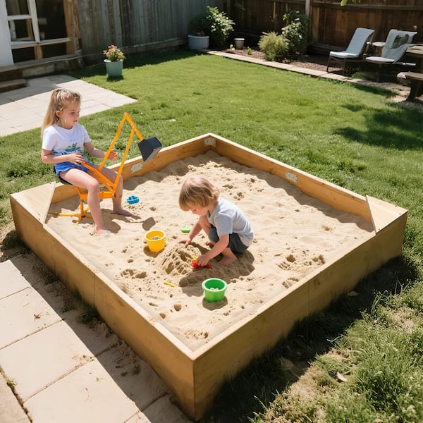 sand box ✳︎ CLASSIC2.0 7' x 8' Hexagon Sandbox with Cover - Frame It All