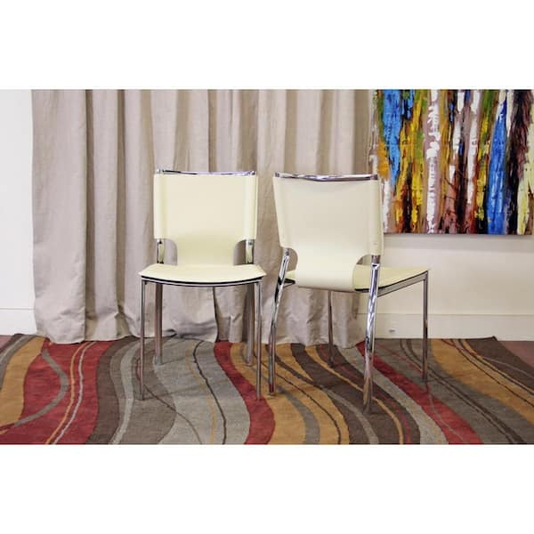 Baxton Studio Montclare Ivory Leather Modern Dining Chair - Set of 2 Baxton Studio Montclare Ivory Leather Modern Dining Chair - Set of 2